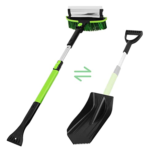 Ice Scraper and Snow Brush for Car Windshield, Snow Shovel with Ergonomic Foam Grip Ergonomic, 5 in1 Windows Scraper for Cars, Trucks, SUVs (31.5" to 39.3")