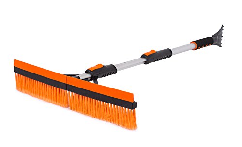 MOOver 46" Extendable Snow Brush with Squeegee &amp; Ice Scraper - Foam Grip - T-Shape Auto Snow Brush - Auto Ice Scraper - Car Truck SUV