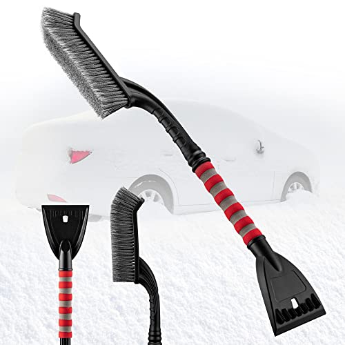 Ice Scraper Car Snow Brush- Detachable Windshield Snow Broom with Foam Grip No Scratch for Truck, SUV Window