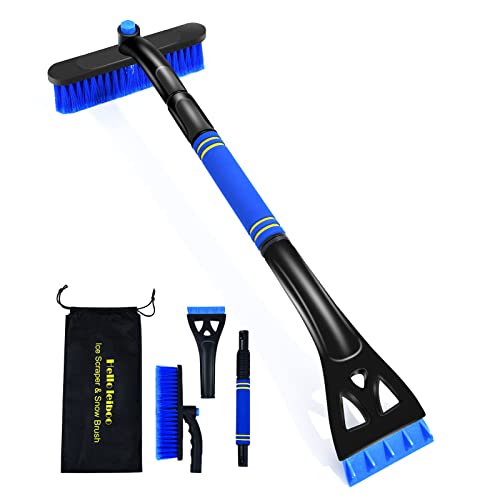 Car Snow Brush and Ice Scrapers 2 in 1, Extendable Snow Remover for Car Auto SUV Truck Windshield