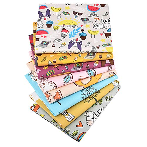 Summer Winter Animals Fat Quarters Fabric Bundles 18x22 inches for Quilting Sewing Crafting