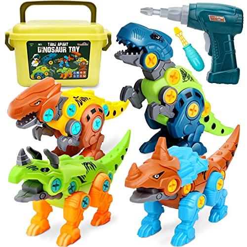 Take Apart Dinosaur Toys for Kids 5-7 - Dino Building Toy Set for Boys and Girls with Electric Drill Storage Box - Construction Play Kit Stem Learning Gifts for Kids