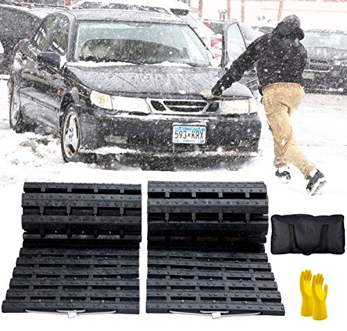 Tire Traction Mat, Recovery Track Portable Emergency Devices for Pickups Snow, Ice, Mud, and Sand Used to Cars, Trucks, Van or Fleet Vehicle (2pcs39in)