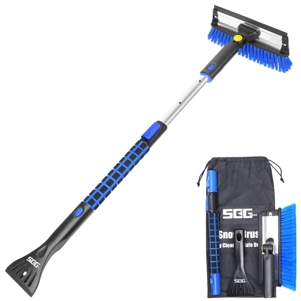 Direct 50" Extendable Snow Brush Ice Scraper Combination with Foam Grip Handle Auto Window Windshield Snow Removal Tool for Car SUV RV Truck(Blue)