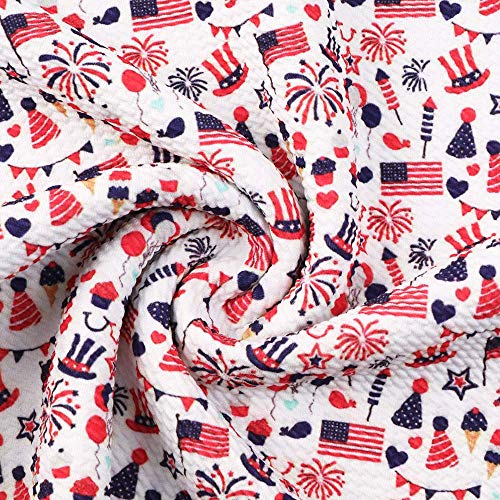 Angie Fourth of July Independence Day Patriotic Bullet Textured Liverpool Fabric 4 Way Stretch Spandex Knit Fabric by The Yard for Head Wrap Accessories (Patriotic)