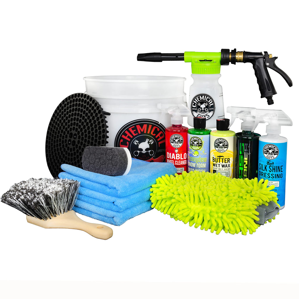 Guys HOL126 14-Piece Arsenal Builder Car Wash Kit with Foam Gun, Bucket and (5) 16 oz Car Care Cleaning Chemicals (Works w/Garden Hose)